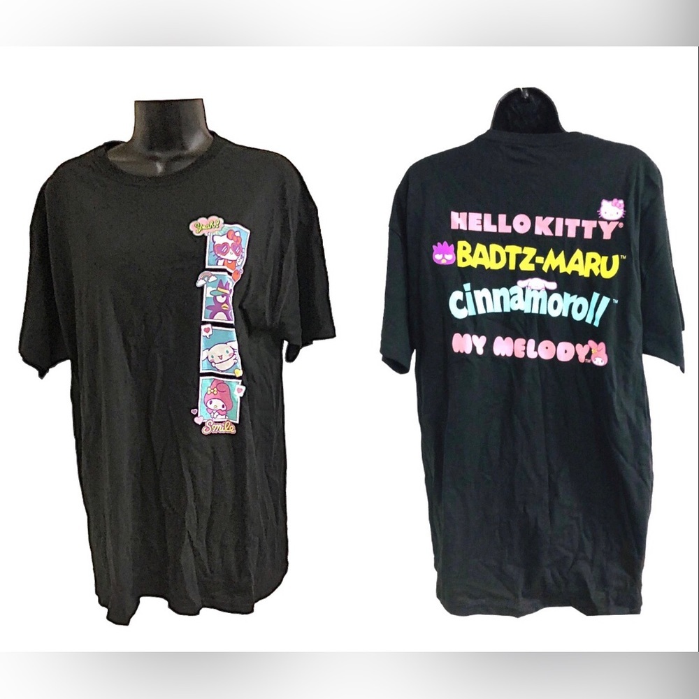 Hello Kitty black relaxed front back graphic print fit t-shirt‎ size small new
